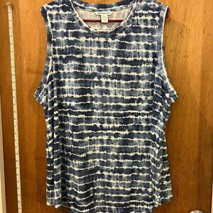 Size 2X - Athleta - Navy and White Tie Dye Sleeveless Workout T-Shirt